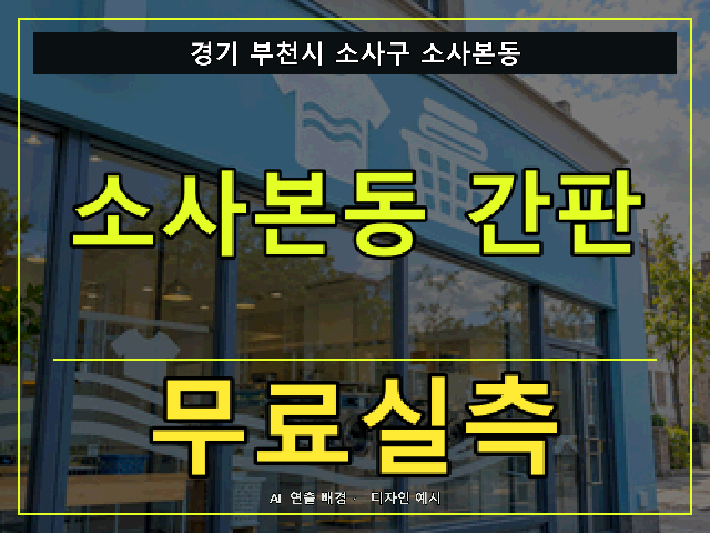경기 부천시 소사구 소사본동 간판 제작 무료실측 안내 썸네일 · AI 연출 배경