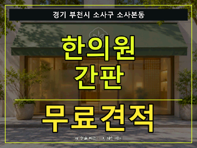 경기 부천시 소사구 소사본동 한의원 간판 무료견적 안내 썸네일 · AI 연출 배경