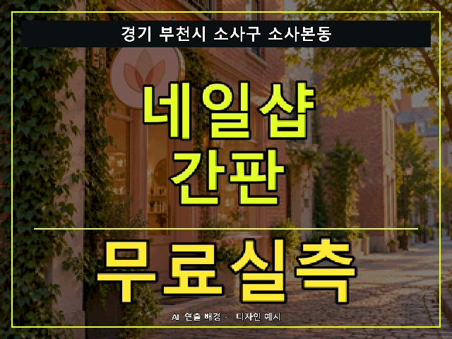 경기 부천시 소사구 소사본동 네일샵 간판 무료실측 안내 썸네일 · AI 연출 배경