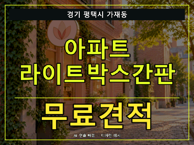 경기 평택시 가재동 아파트 라이트박스간판 무료견적 안내 썸네일 · AI 연출 배경