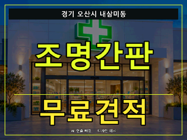 경기 오산시 내삼미동 조명간판 무료견적 안내 썸네일 · AI 연출 배경