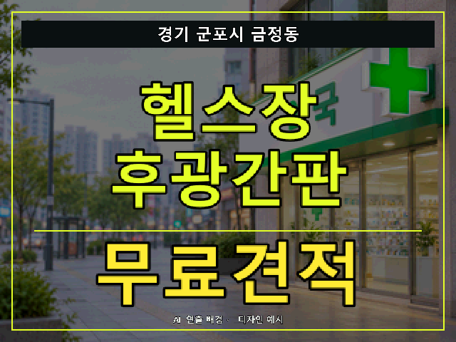 경기 군포시 금정동 헬스장 후광간판 무료견적 안내 썸네일 · AI 연출 배경
