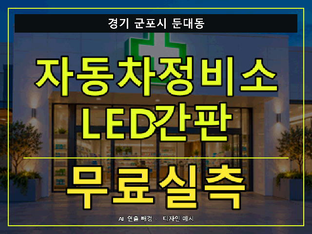 경기 군포시 둔대동 자동차정비소 LED간판 무료실측 안내 썸네일 · AI 연출 배경