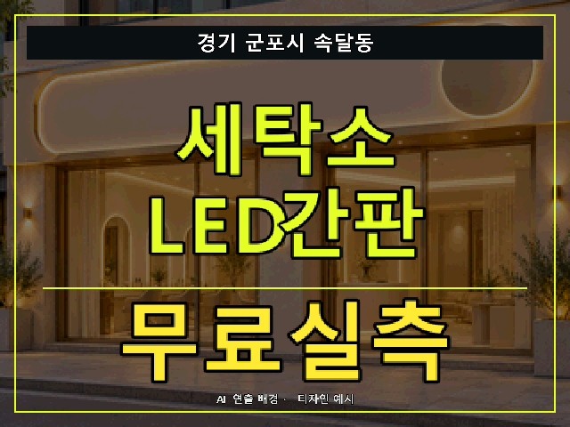 경기 군포시 속달동 세탁소 LED간판 무료실측 안내 썸네일 · AI 연출 배경