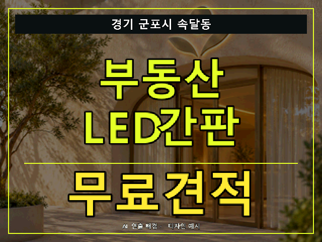 경기 군포시 속달동 부동산 LED간판 무료견적 안내 썸네일 · AI 연출 배경