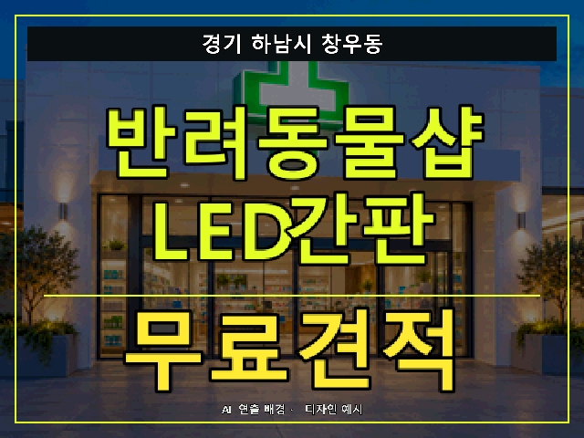 경기 하남시 창우동 반려동물샵 LED간판 무료견적 안내 썸네일 · AI 연출 배경