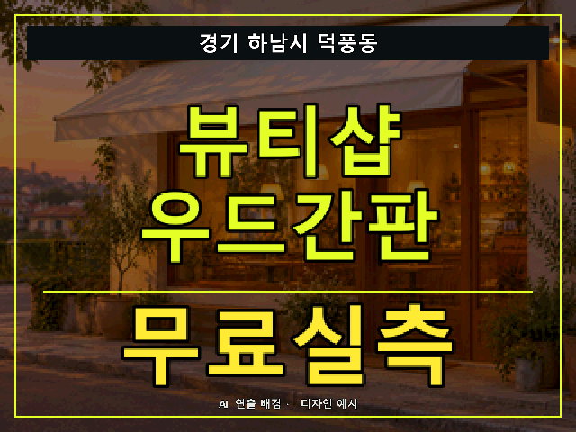 경기 하남시 덕풍동 뷰티샵 우드간판 무료실측 안내 썸네일 · AI 연출 배경