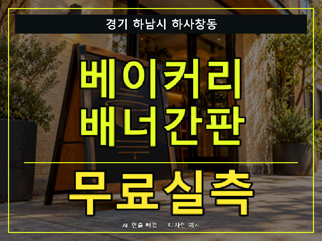 경기 하남시 하사창동 베이커리 배너간판 무료실측 안내 썸네일 · AI 연출 배경