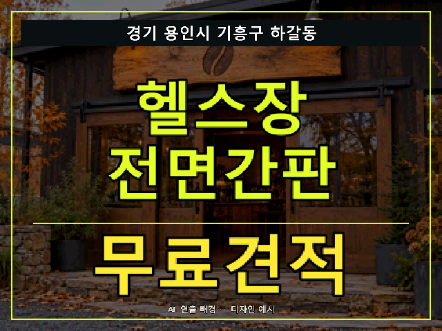 경기 용인시 기흥구 하갈동 헬스장 전면간판 무료견적 안내 썸네일 · AI 연출 배경
