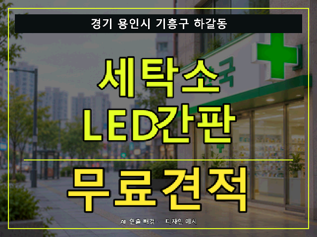 경기 용인시 기흥구 하갈동 세탁소 LED간판 무료견적 안내 썸네일 · AI 연출 배경