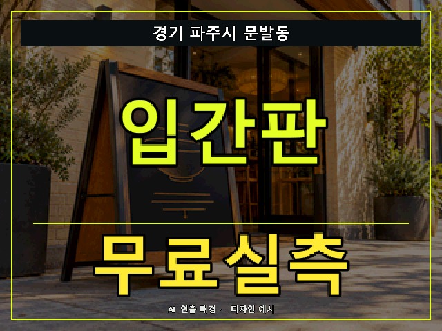 경기 파주시 문발동 입간판 무료실측 안내 썸네일 · AI 연출 배경