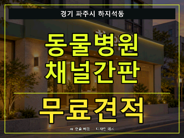 경기 파주시 하지석동 동물병원 채널간판 무료견적 안내 썸네일 · AI 연출 배경
