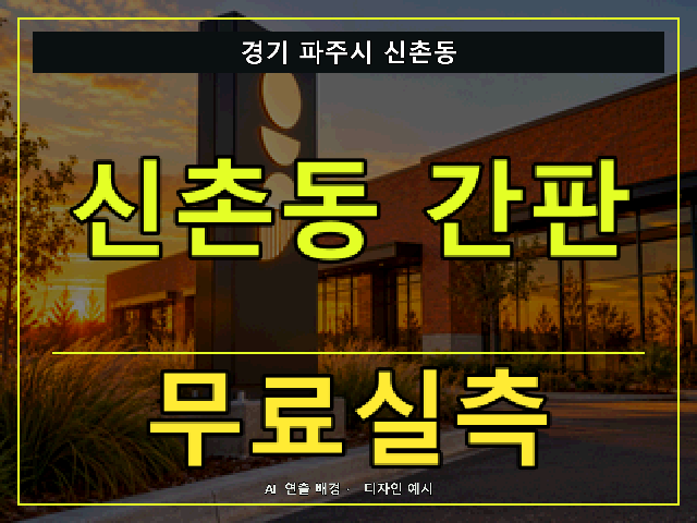 경기 파주시 신촌동 간판 제작 무료실측 안내 썸네일 · AI 연출 배경