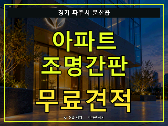 경기 파주시 문산읍 아파트 조명간판 무료견적 안내 썸네일 · AI 연출 배경
