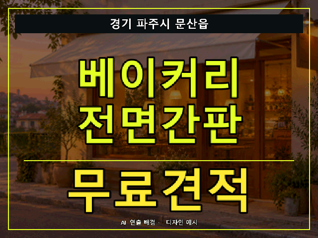 경기 파주시 문산읍 베이커리 전면간판 무료견적 안내 썸네일 · AI 연출 배경
