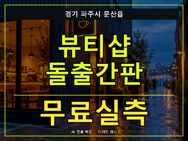 경기 파주시 문산읍 뷰티샵 돌출간판 무료실측 안내 썸네일 · AI 연출 배경