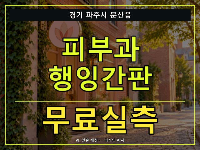 경기 파주시 문산읍 피부과 행잉간판 무료실측 안내 썸네일 · AI 연출 배경