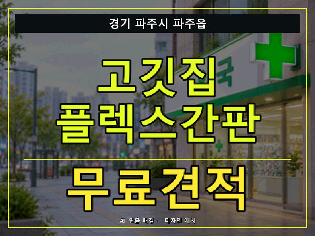 경기 파주시 파주읍 고깃집 플렉스간판 무료견적 안내 썸네일 · AI 연출 배경