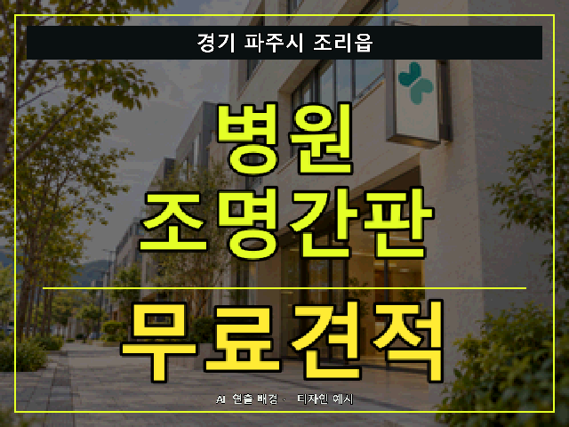 경기 파주시 조리읍 병원 조명간판 무료견적 안내 썸네일 · AI 연출 배경
