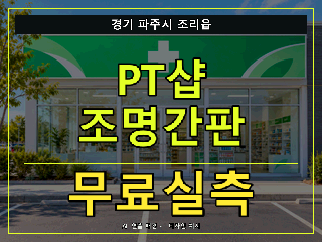 경기 파주시 조리읍 PT샵 조명간판 무료실측 안내 썸네일 · AI 연출 배경