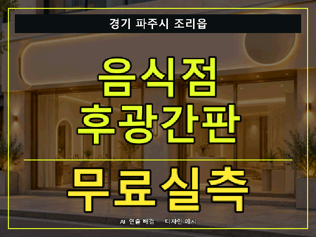 경기 파주시 조리읍 음식점 후광간판 무료실측 안내 썸네일 · AI 연출 배경