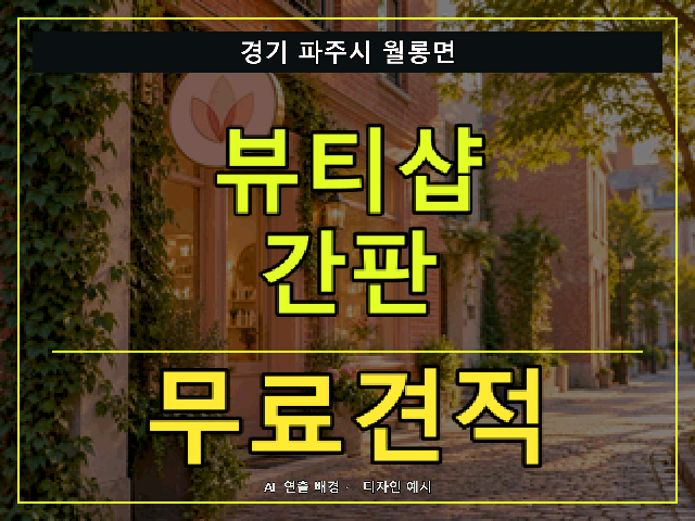 경기 파주시 월롱면 뷰티샵 간판 무료견적 안내 썸네일 · AI 연출 배경