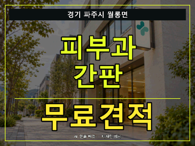 경기 파주시 월롱면 피부과 간판 무료견적 안내 썸네일 · AI 연출 배경