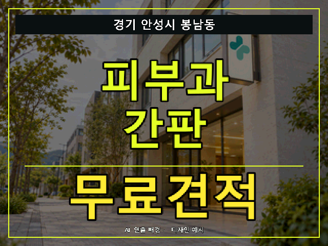 경기 안성시 봉남동 피부과 간판 무료견적 안내 썸네일 · AI 연출 배경