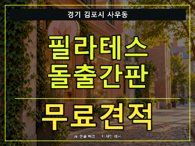 경기 김포시 사우동 필라테스 돌출간판 무료견적 안내 썸네일 · AI 연출 배경