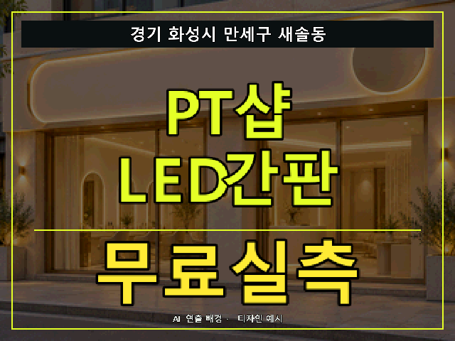 경기 화성시 만세구 새솔동 PT샵 LED간판 무료실측 안내 썸네일 · AI 연출 배경