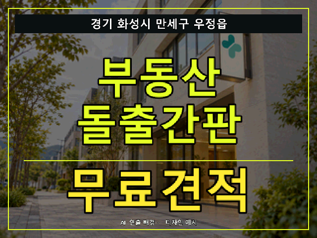 경기 화성시 만세구 우정읍 부동산 돌출간판 무료견적 안내 썸네일 · AI 연출 배경