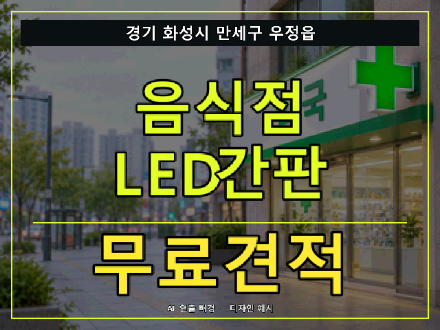 경기 화성시 만세구 우정읍 음식점 LED간판 무료견적 안내 썸네일 · AI 연출 배경