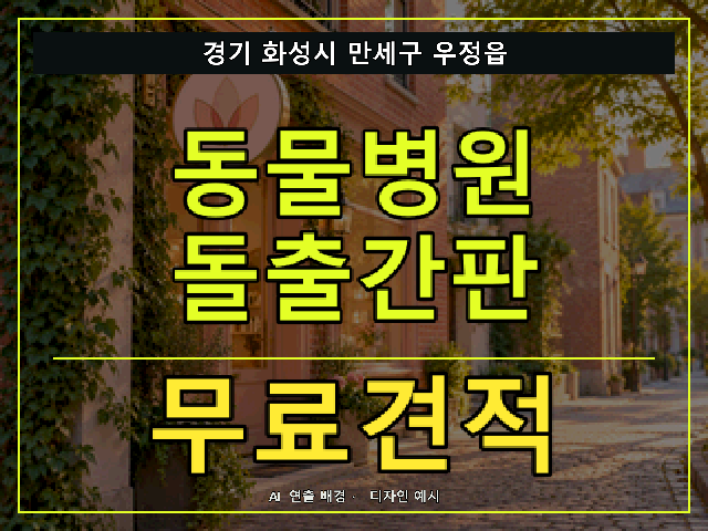 경기 화성시 만세구 우정읍 동물병원 돌출간판 무료견적 안내 썸네일 · AI 연출 배경