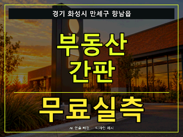 경기 화성시 만세구 향남읍 부동산 간판 무료실측 안내 썸네일 · AI 연출 배경