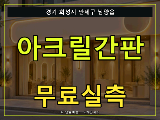 경기 화성시 만세구 남양읍 아크릴간판 무료실측 안내 썸네일 · AI 연출 배경