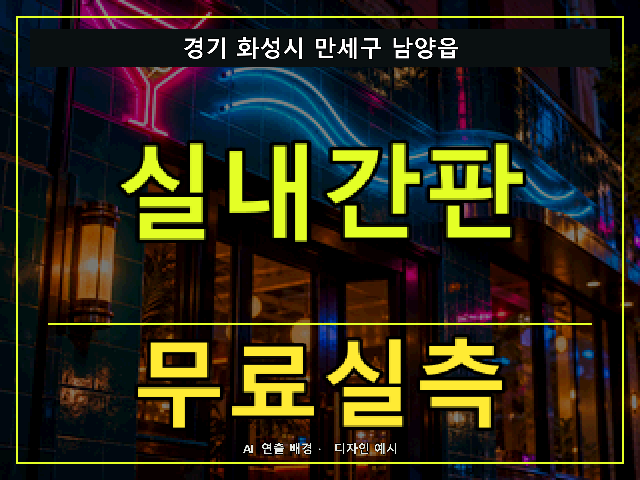 경기 화성시 만세구 남양읍 실내간판 무료실측 안내 썸네일 · AI 연출 배경