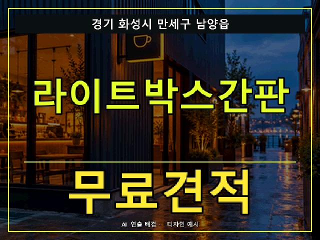 경기 화성시 만세구 남양읍 라이트박스간판 무료견적 안내 썸네일 · AI 연출 배경