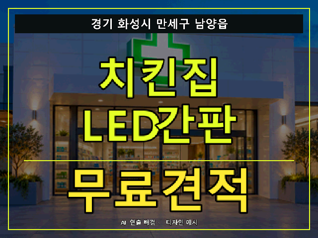 경기 화성시 만세구 남양읍 치킨집 LED간판 무료견적 안내 썸네일 · AI 연출 배경