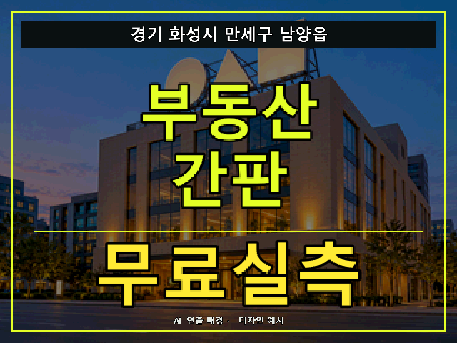 경기 화성시 만세구 남양읍 부동산 간판 무료실측 안내 썸네일 · AI 연출 배경