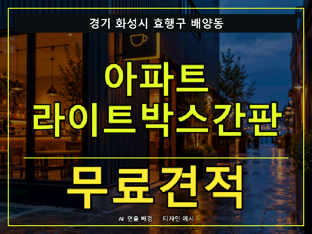 경기 화성시 효행구 배양동 아파트 라이트박스간판 무료견적 안내 썸네일 · AI 연출 배경