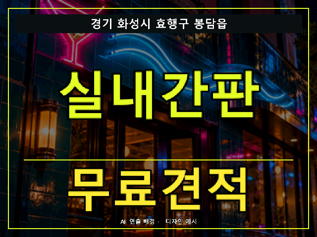 경기 화성시 효행구 봉담읍 실내간판 무료견적 안내 썸네일 · AI 연출 배경