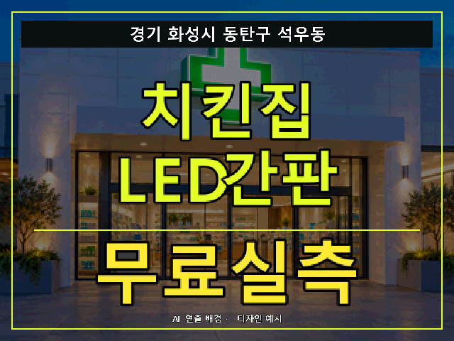 경기 화성시 동탄구 석우동 치킨집 LED간판 무료실측 안내 썸네일 · AI 연출 배경