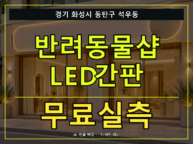 경기 화성시 동탄구 석우동 반려동물샵 LED간판 무료실측 안내 썸네일 · AI 연출 배경