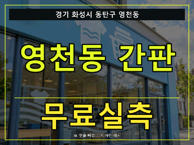 경기 화성시 동탄구 영천동 간판 제작 무료실측 안내 썸네일 · AI 연출 배경