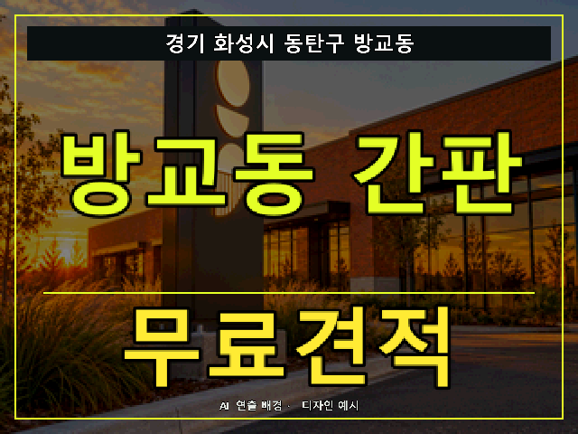 경기 화성시 동탄구 방교동 간판 제작 무료견적 안내 썸네일 · AI 연출 배경