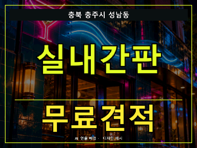 충북 충주시 성남동 실내간판 무료견적 안내 썸네일 · AI 연출 배경
