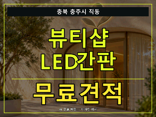 충북 충주시 직동 뷰티샵 LED간판 무료견적 안내 썸네일 · AI 연출 배경