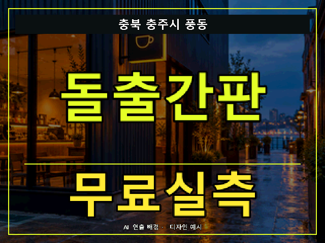 충북 충주시 풍동 돌출간판 무료실측 안내 썸네일 · AI 연출 배경