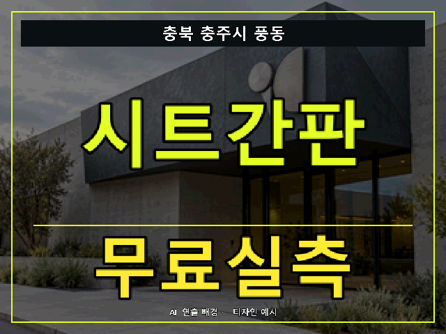 충북 충주시 풍동 시트간판 무료실측 안내 썸네일 · AI 연출 배경