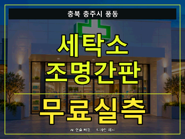 충북 충주시 풍동 세탁소 조명간판 무료실측 안내 썸네일 · AI 연출 배경